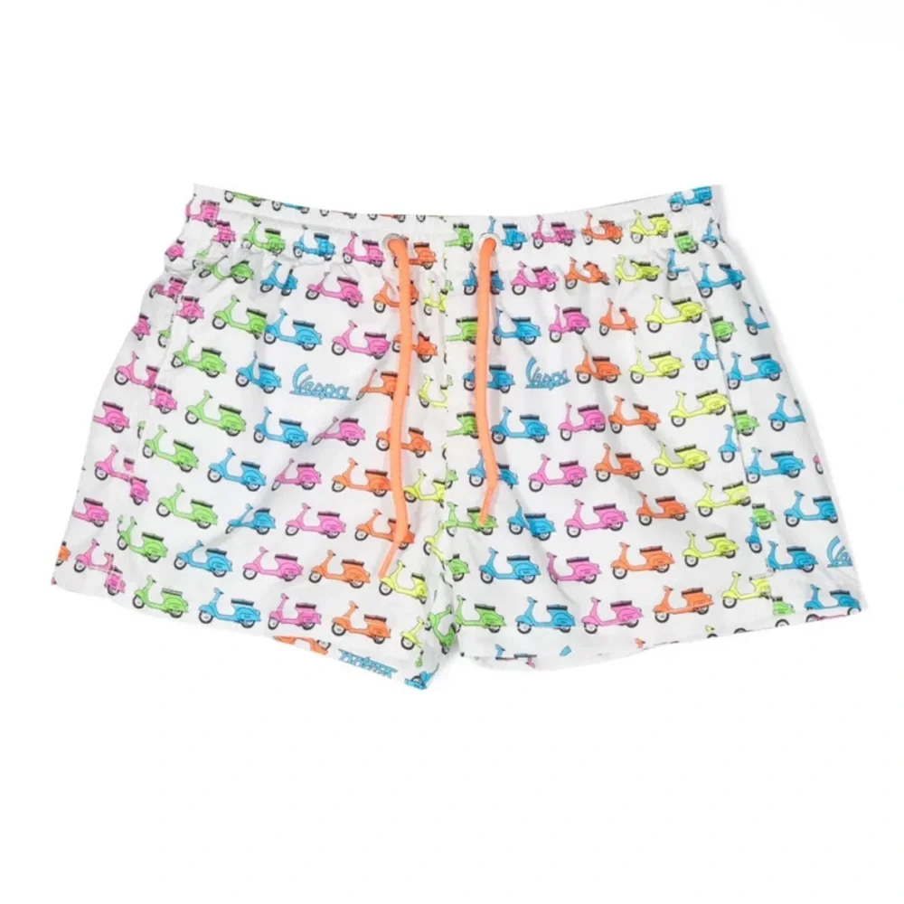 MC2 Saint Barth Boys Lightweight Fabric Swim Shorts Jean Lighting w/ Vespa Print - Picture 14 of 15